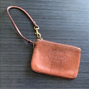 Coach wristlet small brown leather